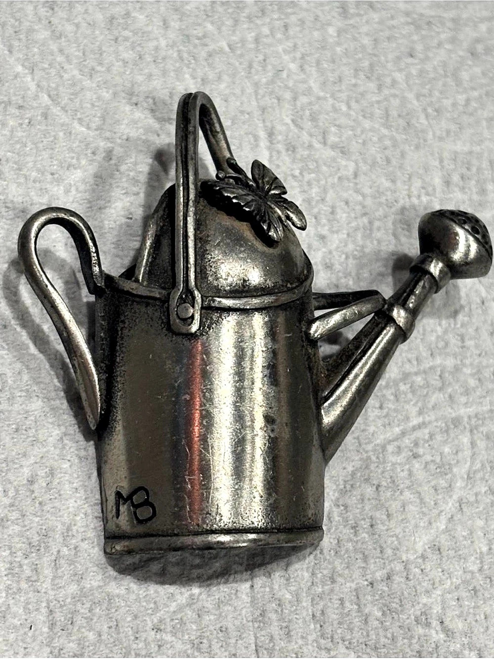 Vintage Bastin Miniature Watering Can Brooch in Silver